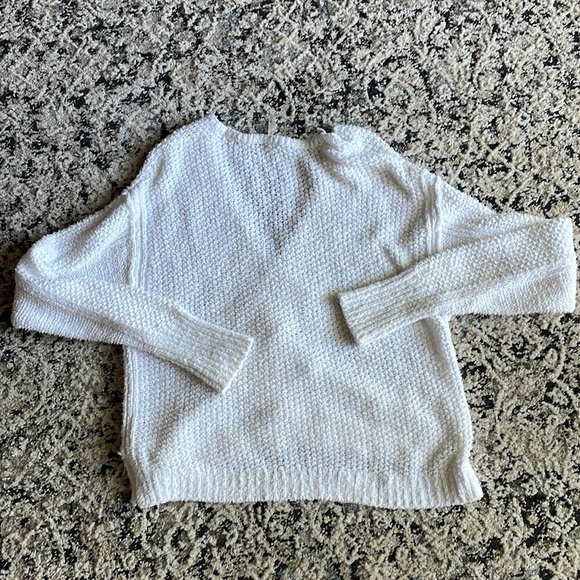 Free People Coco V-neck White Cotton Cable front sweater XS - Picture 4 of 5